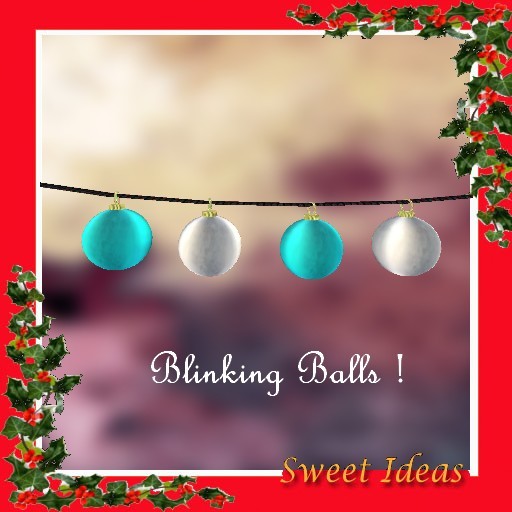 Sweet Ideas * Xmas Blinking Baubles Set - Aqua/Silver (Boxed)