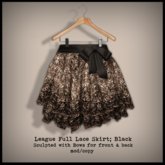 *League* Full Lace Skirt with Ribbons -Black