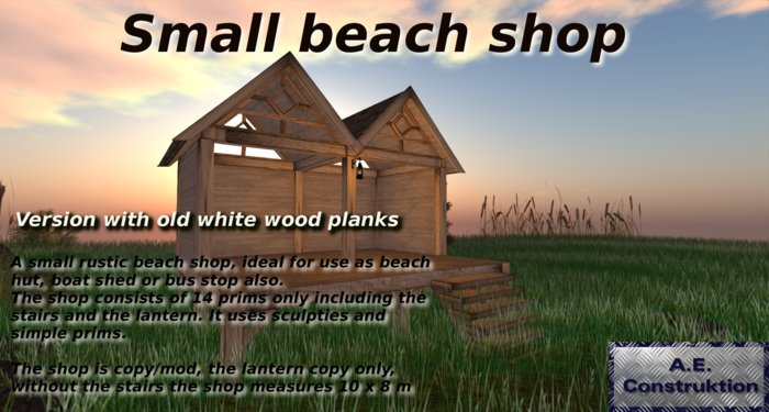 small beach shop old white - boxed