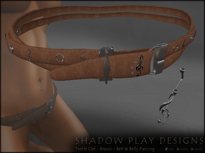 SP Designs - TrebleClef - Brown - Belt & Belly-Piercing