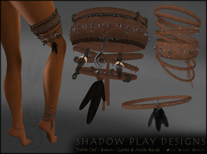 SP Designs - TrebleClef - Brown - Garter & Ankle-Bands
