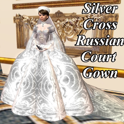 Silver Cross Russian Court Gown with optional train