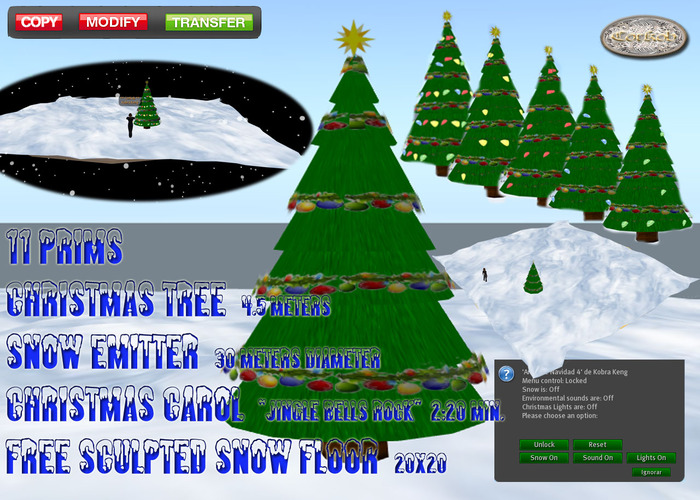 Christmas Tree + Snow Emitter + Lights + Music