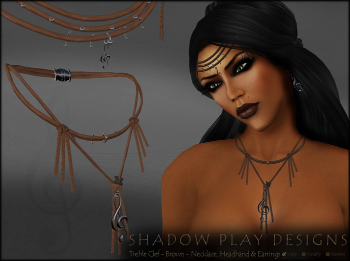 SP Designs - TrebleClef - Brown - Necklace Headband Earrings
