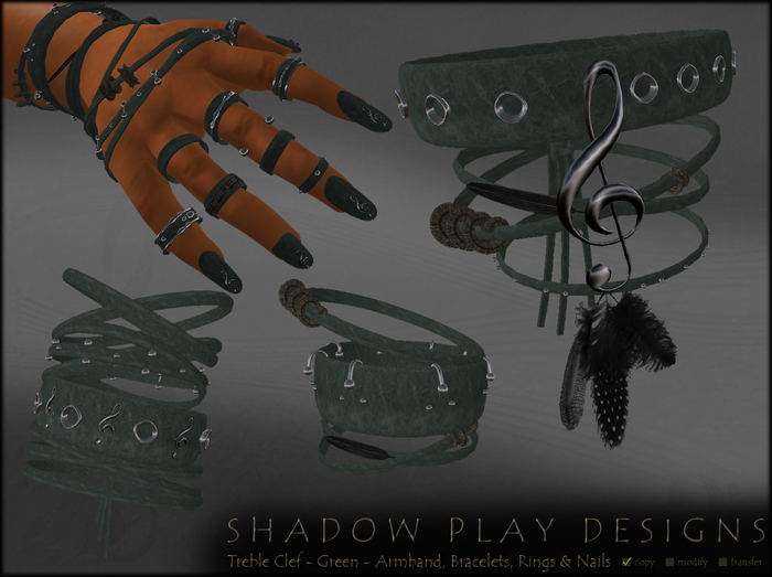 SP Designs - TrebleClef - Green - Armband Bracelets Rings Nails