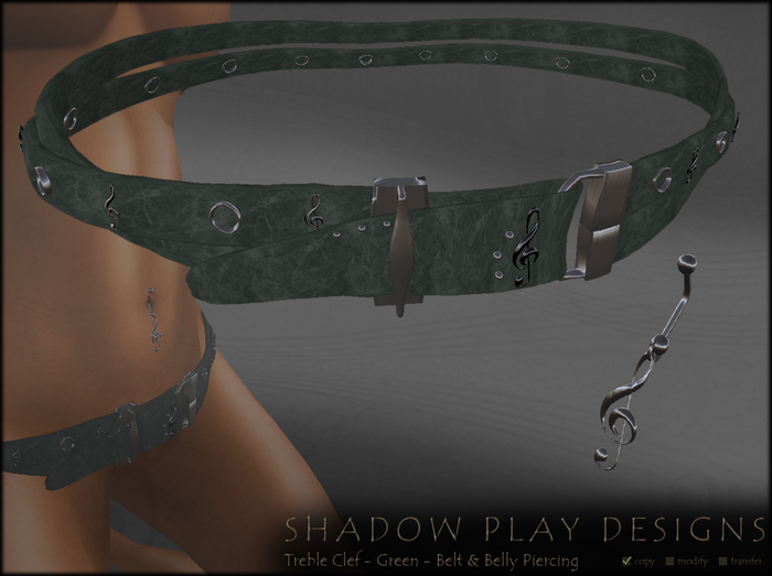 SP Designs - TrebleClef - Green - Belt & Belly-Piercing