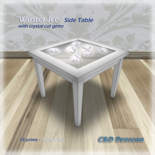 Holiday: "Winter Ice" Side Table - White 
