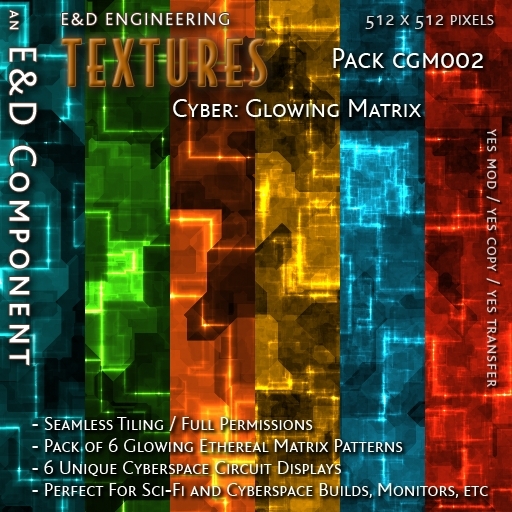 [CGM002] 6 512px Abstract Computer CPU Processor PCB Circuit Textures with Glowing Edges Cyber Detail by E&D ENGINEERING