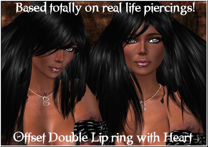 Offset Double Lip Ring With Heart