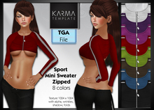 Karma Template - Tga - Sport Mini Sweater Zipped - 8 Colors - High detailled Texture 1024 px