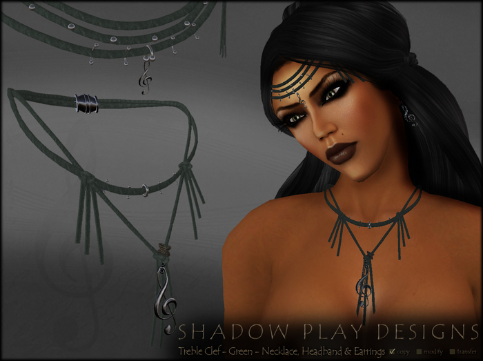 SP Designs - TrebleClef - Green - Necklace Headband Earrings