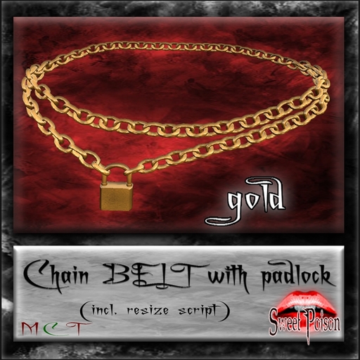 `Sweet Poison` Belt with padlock (gold)