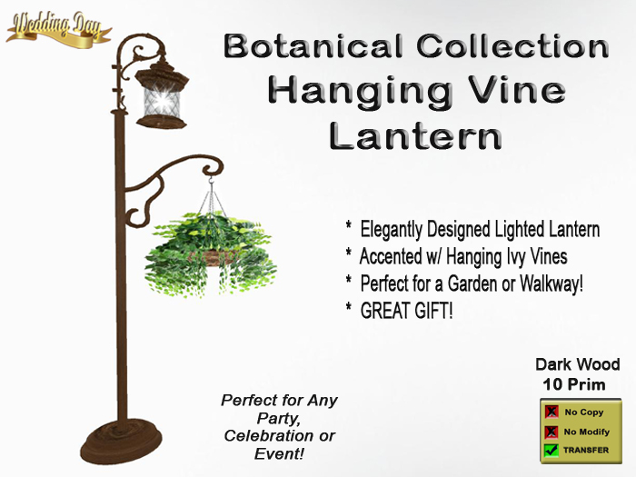 WD* Botanical Hanging Vine Lantern  - Woodgrain Finish
