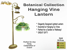 WD* Botanical Lantern & Hanging Ivy Vine - Goldtone Finished Base