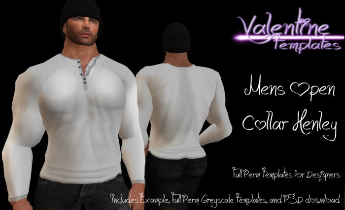 *VT* - Mens Open Collar Henley 