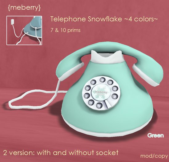 {meberry} Telephone Snowflake ~ Green
