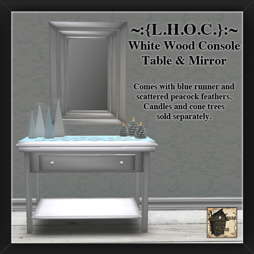 ~:{L.H.O.C.}:~ White Wood Console Table Set
