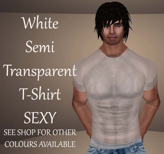 White Semi Sheer T Shirt , Sexy,  See shop for other colours.