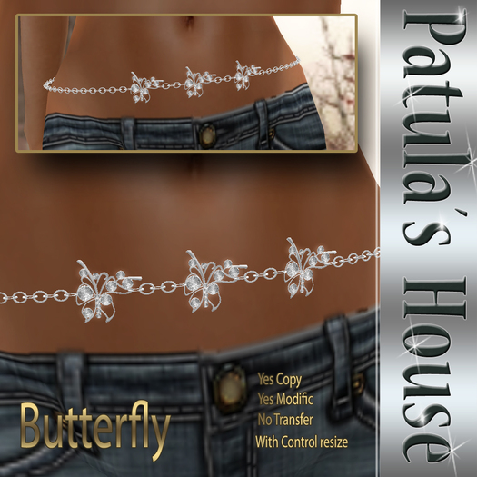*Patulas House Silver Butterfly Belt