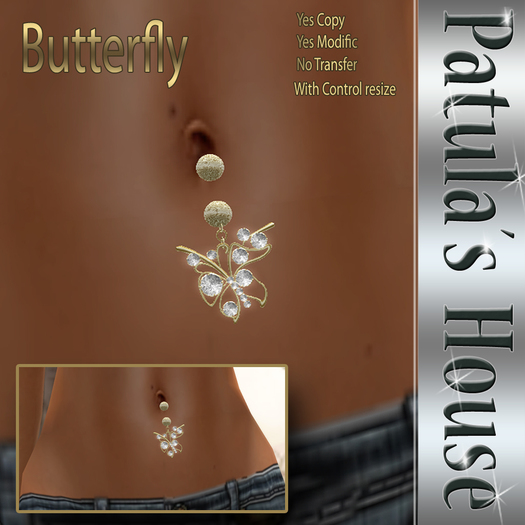 *Patulas House Gold Butterfly Belly Ring