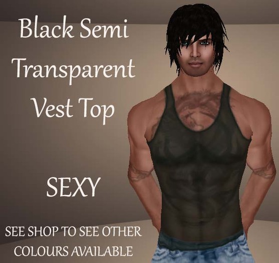 Black Semi Sheer Vest Sexy Transparent . More colours in shop