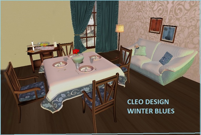 CLEO DESIGN--WINTER BLUES DINNER ROOM SET