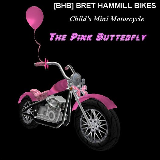 [BHB] PINK BUTTERFLY CHILDS MINI MOTORCYCLE with position menu and more!