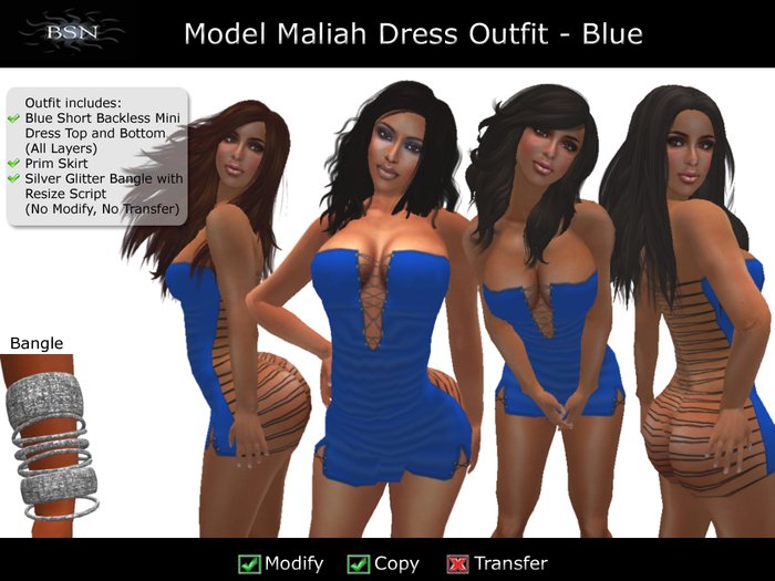 BSN Model Maliah Dress Outfit - Blue
