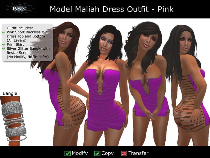 BSN Model Maliah Dress Outfit - Pink