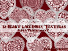 FULL PERM 12 Heart Lace Doily Alpha Textures
