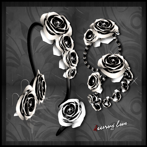 A:B 002 Rose silver black Jewelry set