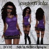 WoW - Purple - Tank Top, Mini Skirt & Stockings 