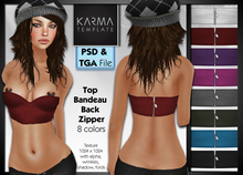 Karma Template - PSD & TGA - Top Bandeau Back Zipped - 8 Colors - High detailled Texture 1024 px