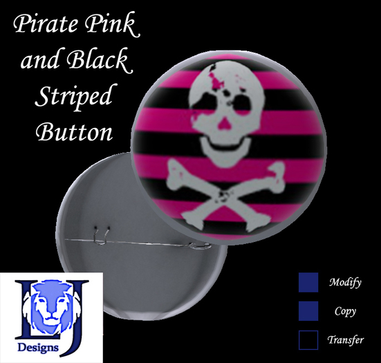 Skull Pink and Black Button- Boxed