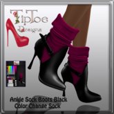 TIPTOE Ankle SOCK Boot -Black-Colorchange Socks