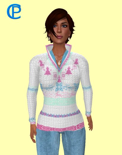 C&P White Pastel Winter Sweater