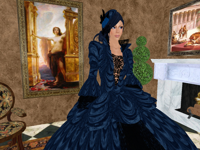 Baroque Fantasy in Blue: Gothic Baroque Gown by Tayren's Fantasy Fashions