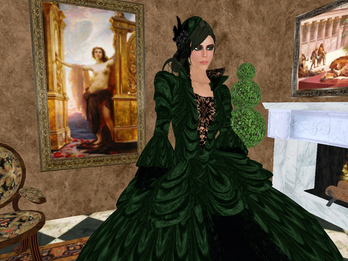 Baroque Fantasy in Green: Gothic Baroque Gown by Tayren's Fantasy Fashions