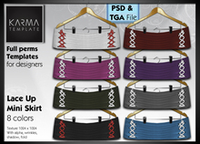 Karma Template - PSD & TGA - Lace Up Mini Skirt - 8 colors - High detailled Texture 1024 px
