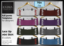Karma Template - Tga - Lace Up Mini Skirt - 8 colors - High detailled Texture 1024 px