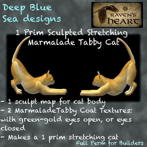 *RH* & DBS 1 prim stretching Marmalade Tabby sculpt (crated) 