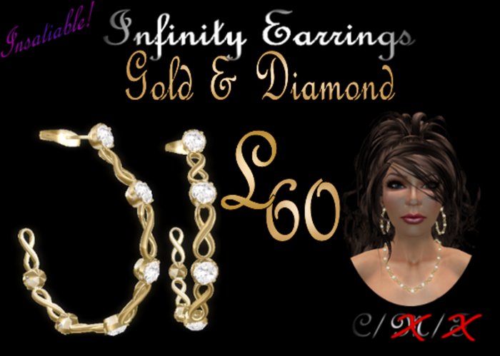Insatiable! Infinity Earrings - Gold (BOXED)