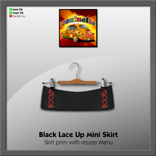 Coxi - Lace Up Mini Skirt Black