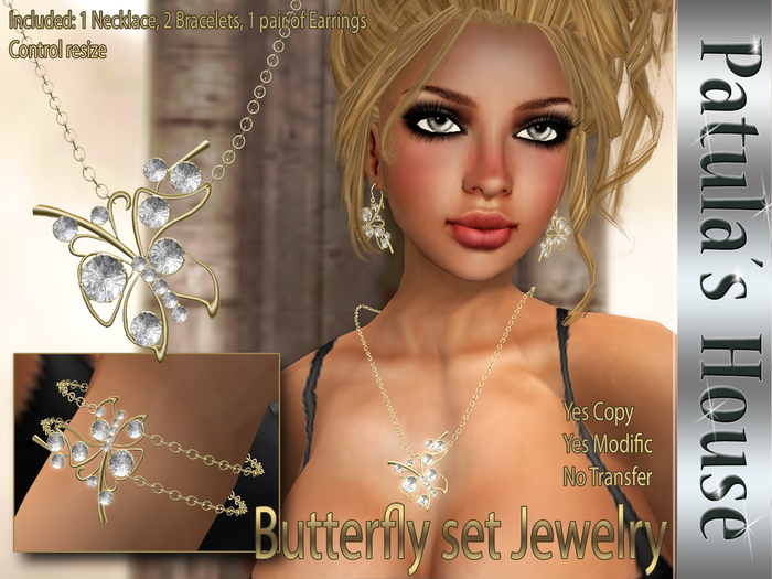 *Patulas House Gold Butterfly Set Jewelry