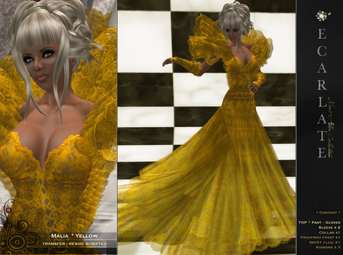Malia - Yellow -  Dress Gown Formal - Robe