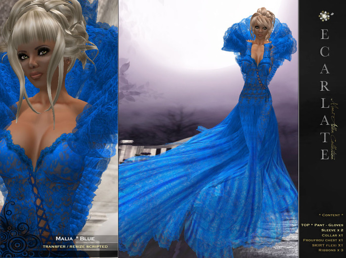 Malia - Blue -  Dress Gown Formal - Robe