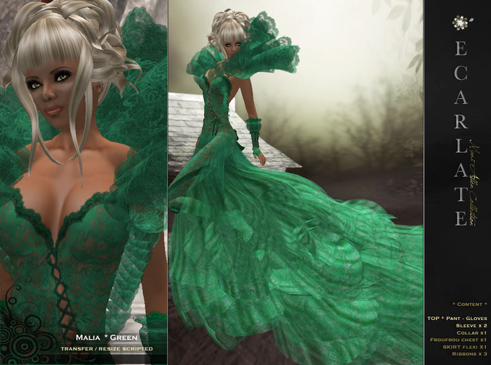 Malia - Green -  Dress Gown Formal - Robe