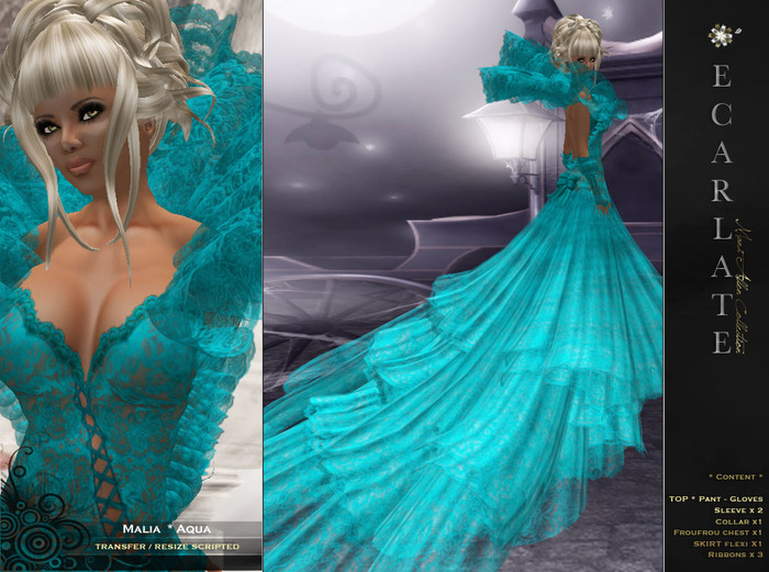 Malia - Aqua -  Dress Gown Formal - Robe