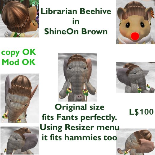 *Tiny B's designs*Librarian Beehive shineon brown