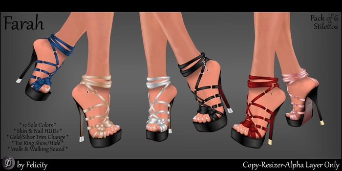 SALE! *Felicity* Farah Stilettos - Pack of 6 High Heels Platform Shoes with Color Change Shoe Sole (12 Texture Options)
